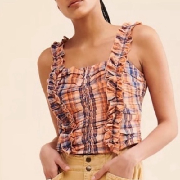 Antropologie Verb by Pallavi Singhee Ruffled Smocked Top Size XSmall - Picture 1 of 13